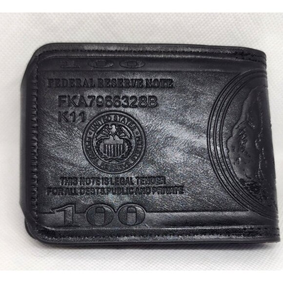 Black Faux Leather US Dollar Wallet: Multi-card Slots, Magnetic Snap Closure - Picture 2 of 13